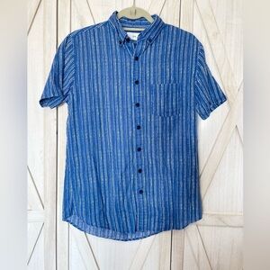 Onia Striped Cotton Linen Blend Camp Shirt Button Down Short Sleeves Man’s Top S